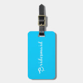 Bridesmaid White on Light Blue Luggage Tag (Front Vertical)