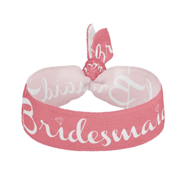 Bridesmaid White On Red Hair Tie (Front)