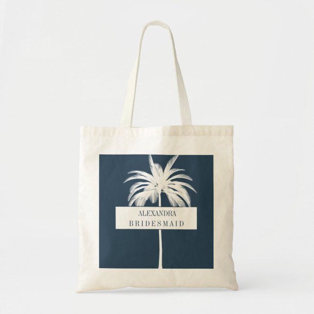 Bridesmaid  White Palm Tree Elegant Modern Chic   Tote Bag (Front)