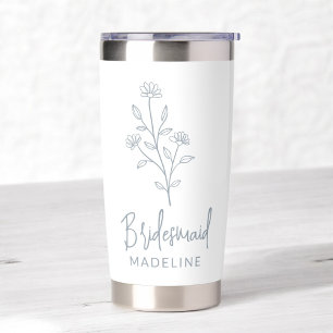 Bridesmaid Wildflower Floral Hand Scripted Name Insulated Tumbler