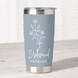 Bridesmaid Wildflower Floral Hand Scripted Name  Insulated Tumbler<br><div class="desc">Celebrate in style with our Name Hand Scripted Bachelorette Bridal Party Thermal Wine Tumbler. Featuring an elegant, personalized script design, this tumbler is perfect for keeping beverages at the ideal temperature during your bridal festivities. Crafted from high-quality, insulated materials, it’s as practical as it is chic. Ideal for bachelorette parties,...</div>