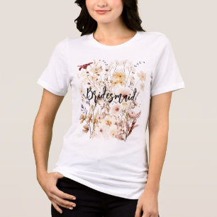Bridesmaid wildflower garden botanical lover Tri-Blend shirt