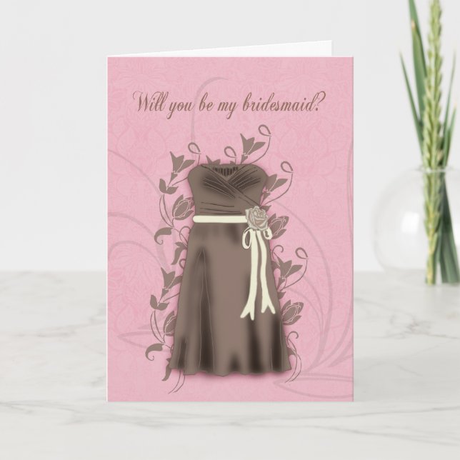 Bridesmaid, Will You Be My Bridesmaid, Pink And Br Invitation (Front)