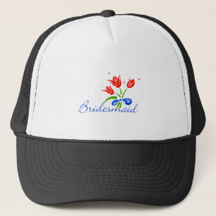 Bridesmaid with red tulips trucker hat