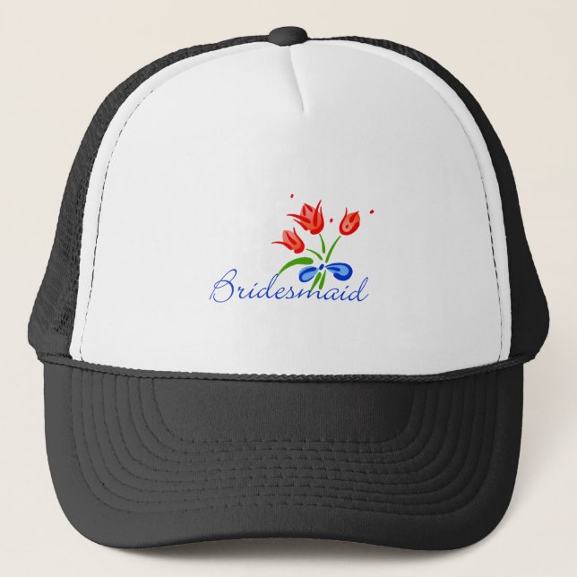Bridesmaid with red tulips trucker hat (Front)
