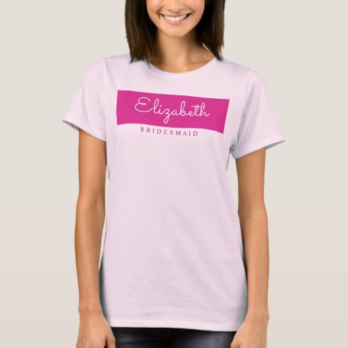 Bridesmaid Womens Modern Pale Pink Bachelorette T_Shirt