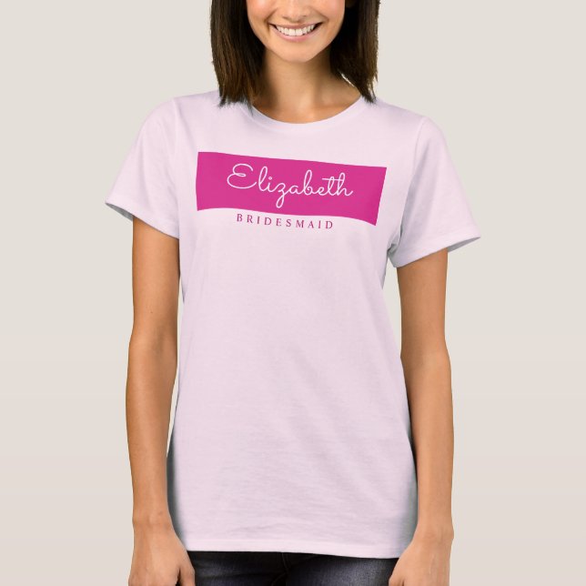 Bridesmaid Womens Modern Pale Pink Bachelorette T-Shirt (Front)