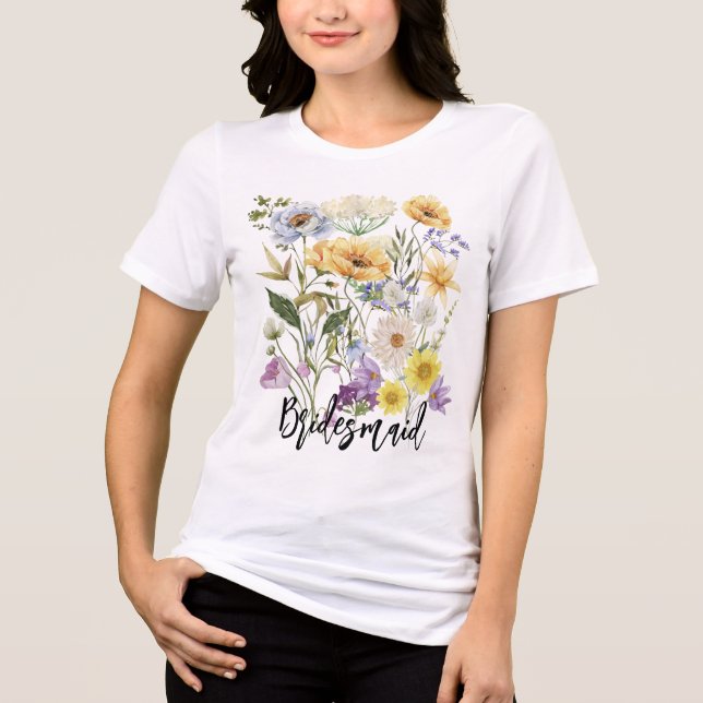 Bridesmaid Yellow Flower garden botanical lover Tri-Blend Shirt (Front)