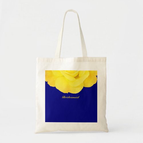 Bridesmaid Yellow Navy Blue Floral Cute Wedding Tote Bag