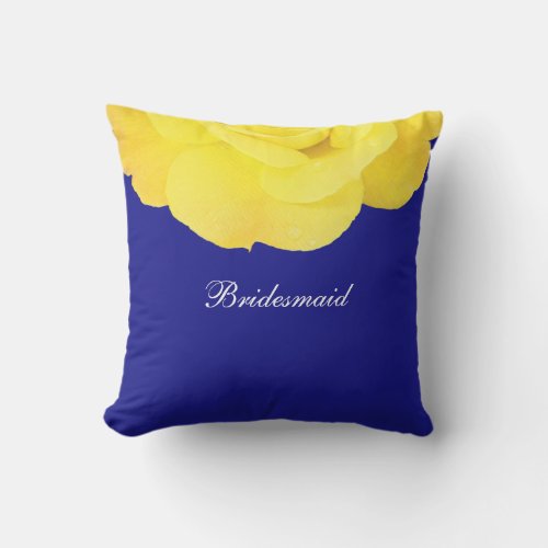Bridesmaid Yellow Navy Blue Wedding Floral Cute Outdoor Pillow