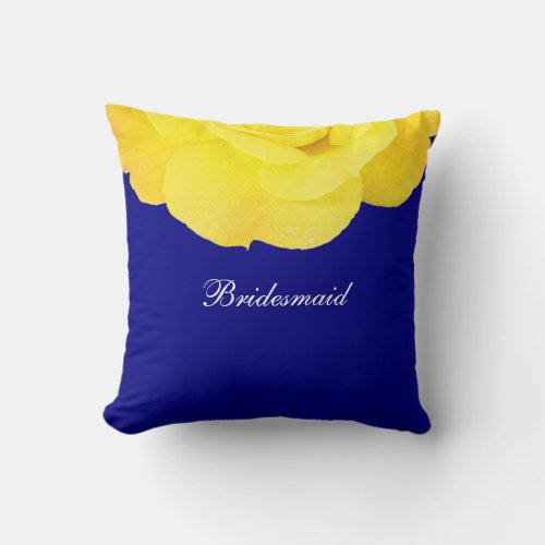 Bridesmaid Yellow Navy Blue Wedding Floral Cute Throw Pillow