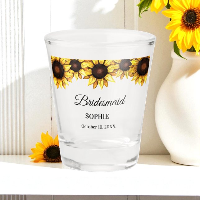 Bridesmaid Yellow Wedding Sunflower Shot Glass (Creator Uploaded)