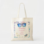 Bridesmaids Bachelorette Beach Destination Tote Bag<br><div class="desc">Tote bag for all your bridesmaid featuring watercolor design. Graphics includes beach chair,  sunglasses,  drink glasses and monogrammed message.</div>