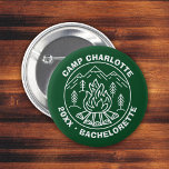 Bridesmaids Badge Custom Camp Bachelorette Button<br><div class="desc">Camp bachelorette custom button to be used as a badge for your bridesmaids with a design featuring mountains and a campfire. Personalize the product with the bride-to-be or camp name,  party date,  campsite,  or any custom message.</div>