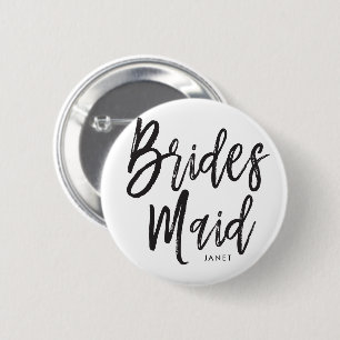 Bridesmaids Black Script Style Custom Wedding Button
