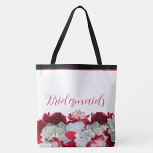 Bridesmaids Floral Peonies multi Print Tote Bag