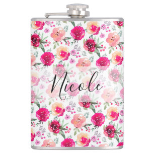Bridesmaids Gift Watercolor Floral Flask
