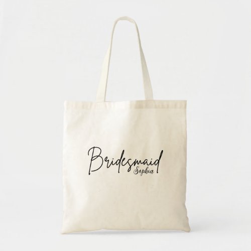 Bridesmaids Gifts  Custom Black Modern Script   Tote Bag