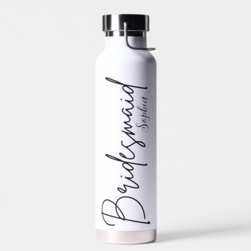Bridesmaids Gifts  Custom Black Modern Script  Water Bottle