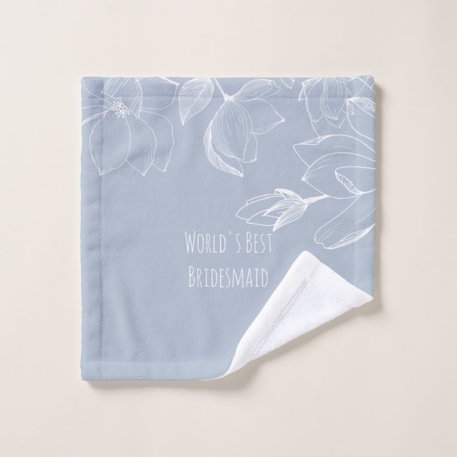 BRIDESMAIDS GIFTS Dusty Blue White Magnolias Wash Cloth (Wash Cloth)