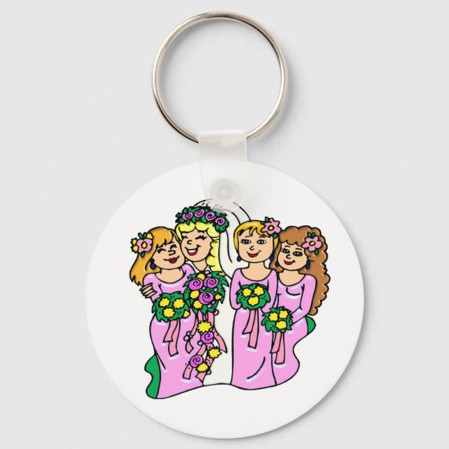 Bridesmaids in Pink Keychain (Front)
