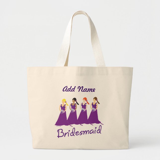 Bridesmaids in Purple Large Tote Bag (Front)