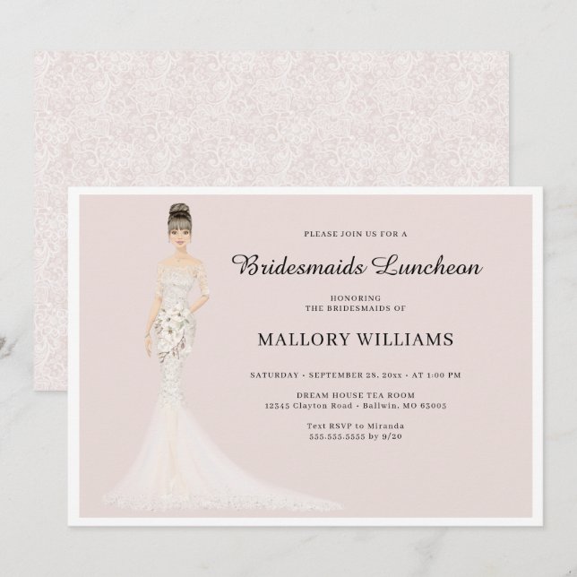 Bridesmaids Luncheon Fashion Bride Invitation (Front/Back)