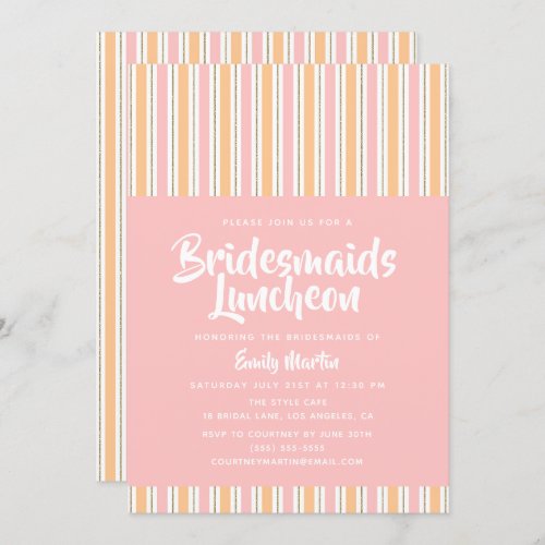 Bridesmaids Luncheon Modern Pink Gold Invitation