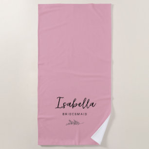 Bridesmaids Mauve Botanical Beach Towel