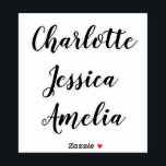 Bridesmaids Names Personalized Vinyl Decal Sticker<br><div class="desc">Personalized Vinyl Decal Custom Name Sticker</div>