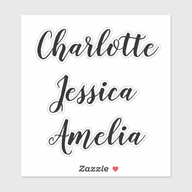 Bridesmaids Names Personalized Vinyl Decal Sticker (Sheet)
