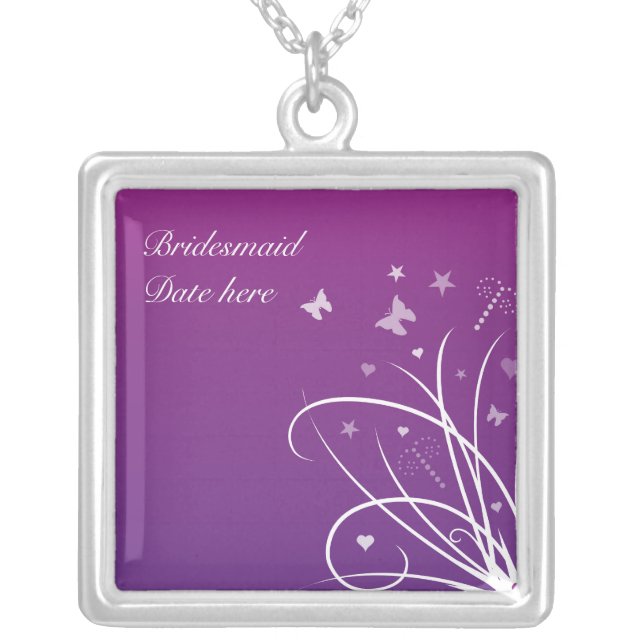 Bridesmaids Necklace - Purple butterfly sw (Front)