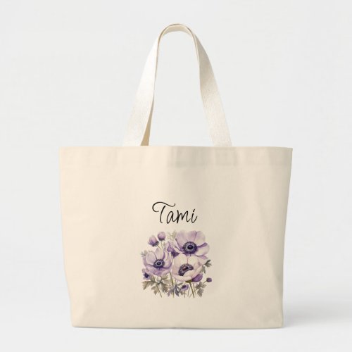 Bridesmaids Personalized Purple Floral Large Tote Bag