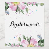 Bridesmaids Pink Dog-rose Bouquet Wine Label (Single Label)