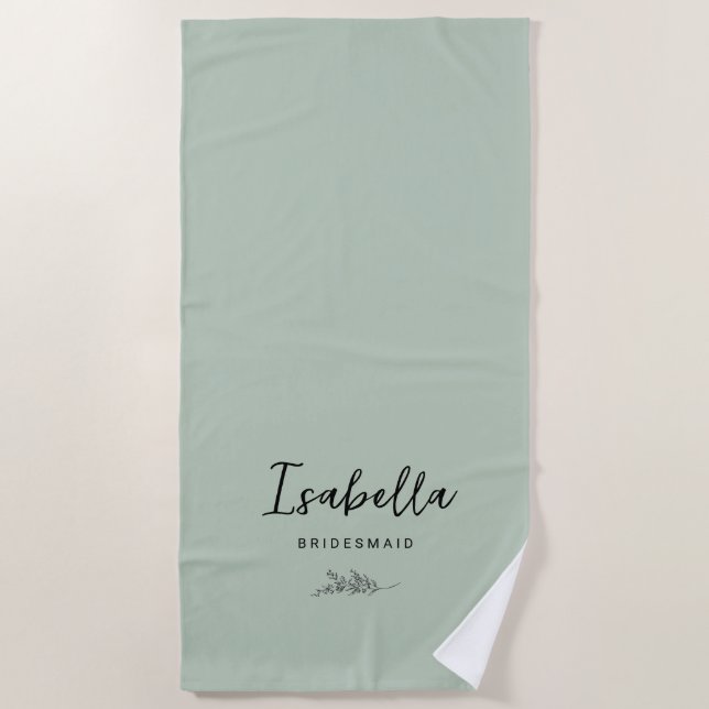 Bridesmaids Sage Green with Botanical Beach Towel (Front)