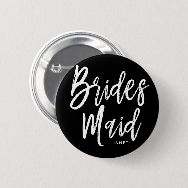 Bridesmaids | Script Style Custom Wedding Button (Front & Back)