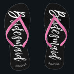 Bridesmaids | Script Style Custom Wedding Flip Flops<br><div class="desc">A little something for your ultra special Bridesmaids. Have them happy to stand by your side on your special day of matrimony with this unique set of personalized flip-flops. It features the words "Bridesmaid" in an elegant script style text. Underneath this towards the heel is a spot for a custom...</div>