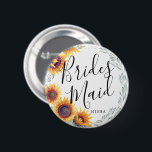 Bridesmaids Sunflower Florals Custom Name Wedding Button<br><div class="desc">A little something for your ultra special Bridesmaids.  Have them happy to stand by your side on your special day of matrimony with this unique personalized name summer sunflower themed button.</div>