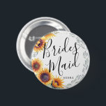 Bridesmaids Sunflower Florals Custom Name Wedding Button<br><div class="desc">A little something for your ultra special Bridesmaids.  Have them happy to stand by your side on your special day of matrimony with this unique personalized name summer sunflower themed button.</div>