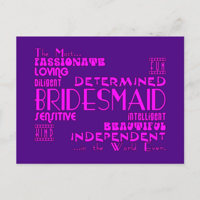 Bridesmaids Thank You Wedding Favors : Qualities Postcard (Front)