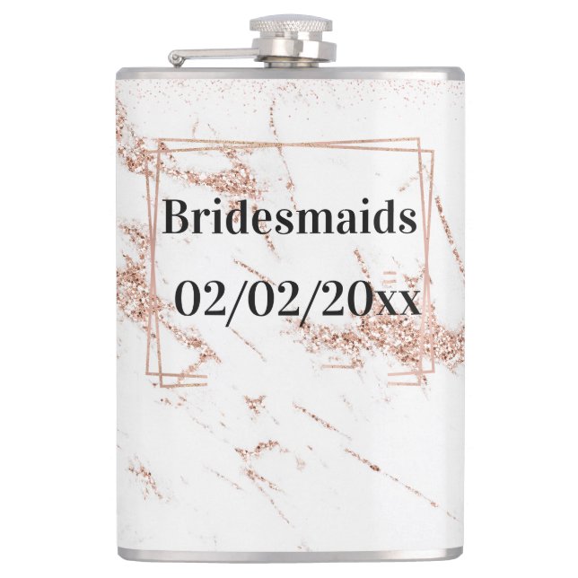 Bridesmaids Tumbler: Rose Gold Elegance Flask (Front)