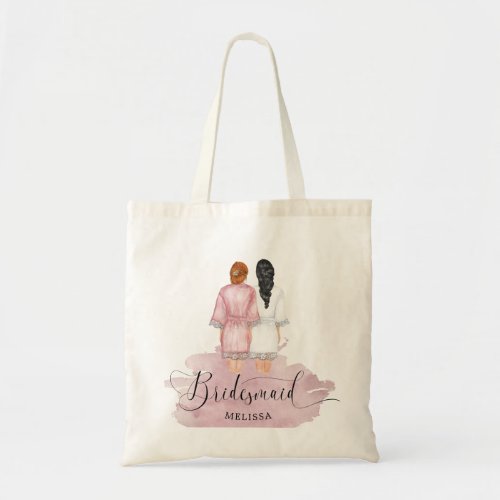 bridesmaids wedding robes blush pink favor bag