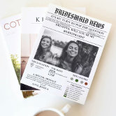 Newspaper Unique Bridesmaid Proposal Photo Invitation