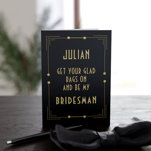 Bridesman 1920s Wedding Bridal Party Proposal Card