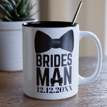 Bridesman Bow Tie Wedding Favor Two-Tone Coffee Mug<br><div class="desc">Suitable for your Bridesman,  just add his initials and your wedding date to this classic black and white Tuxedo Wedding Bow Tie Bridesman Mug</div>