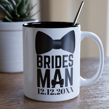Bridesman Bow Tie Wedding Favor Two-tone Coffee Mug by TuxedoWedding at Zazzle