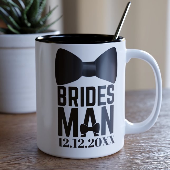 Bridesman Bow Tie Wedding Favor Two-Tone Coffee Mug (Creator Uploaded)