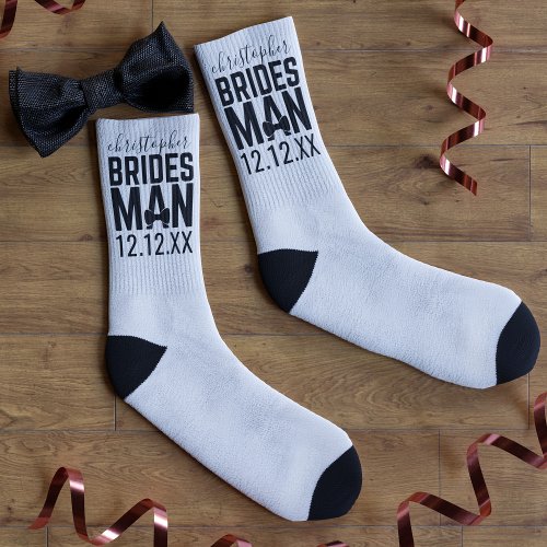 Bridesman Bridal Party Custom White Wedding Socks