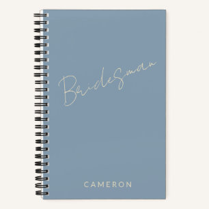 Bridesman Chic Minimalist Personalized Dusty Blue Notebook