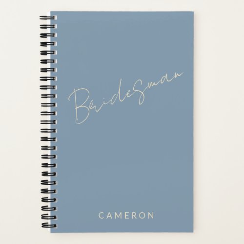 Bridesman Chic Minimalist Personalized Dusty Blue Notebook
